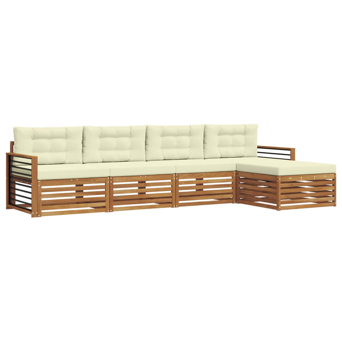 Set de canapele de exterior cu pernă 5 pcs Natural și Crem WALTI