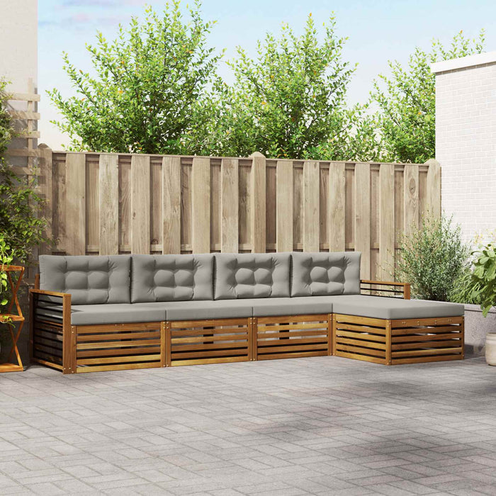 Set de canapele de exterior 5 pcs Gri natural și deschis WALTI