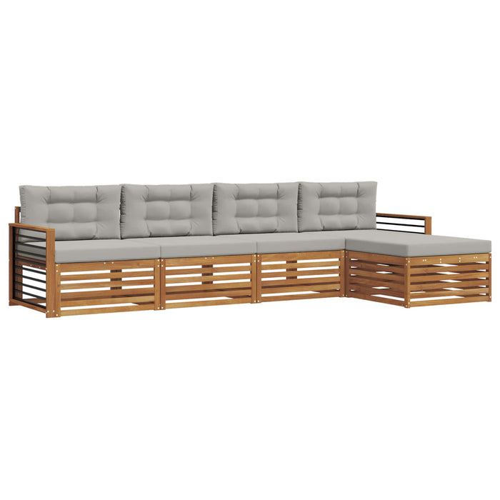 Set de canapele de exterior 5 pcs Gri natural și deschis WALTI