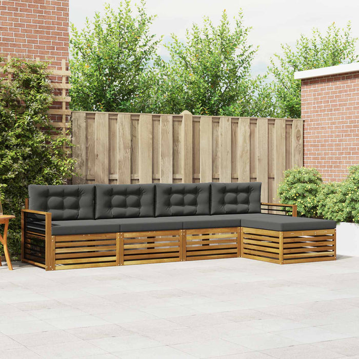 Set de canapele de exterior cu pernă 5 pcs Natural și Antracit WALTI