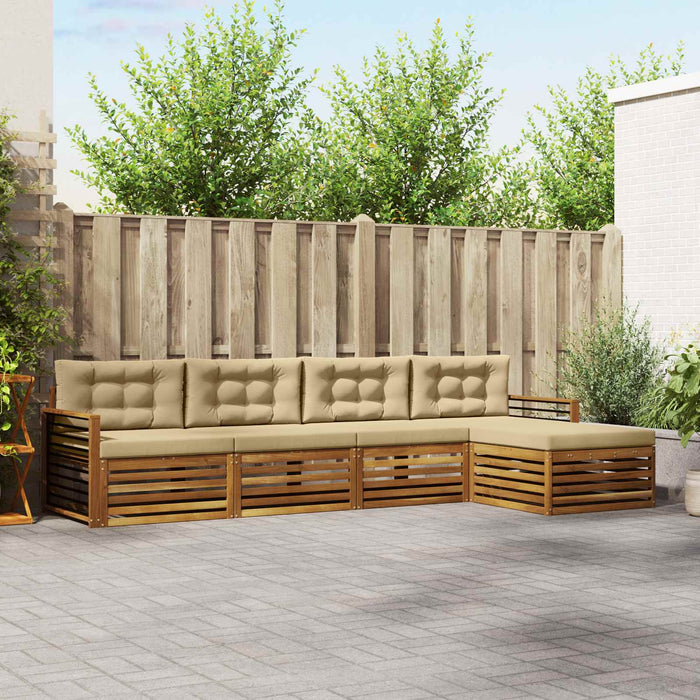 Set de canapele de exterior cu pernă 5 pcs Natural și Bej WALTI