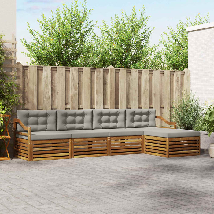 Set de canapele de exterior 5 pcs Gri natural și deschis WALTI