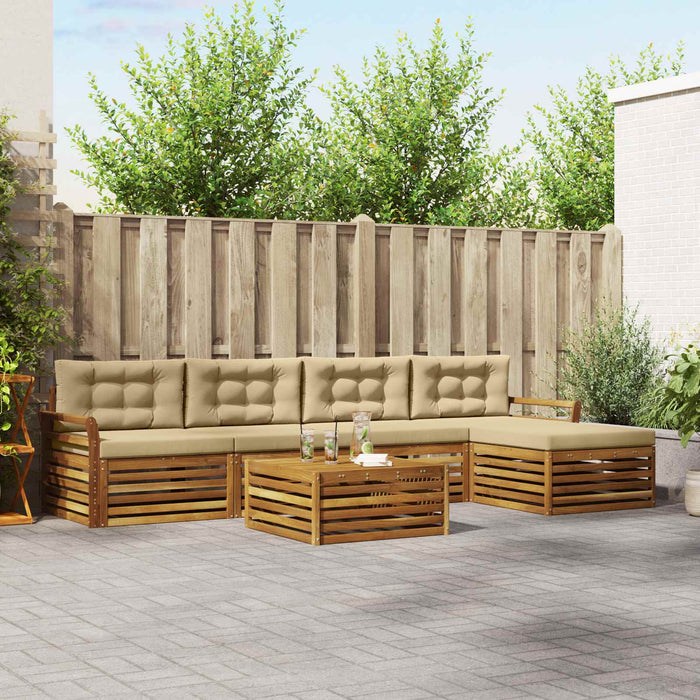 Set de canapele de exterior cu pernă 6 pcs Natural și Bej - WALTI WALTI