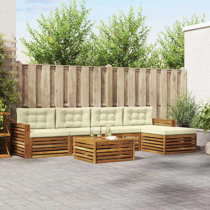 Set de canapele de exterior cu pernă 6 pcs Natural și Crem - WALTI WALTI