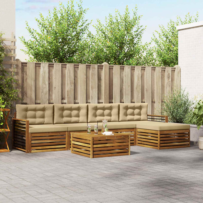 Set de canapele de exterior cu pernă 6 pcs Natural și Bej - WALTI WALTI