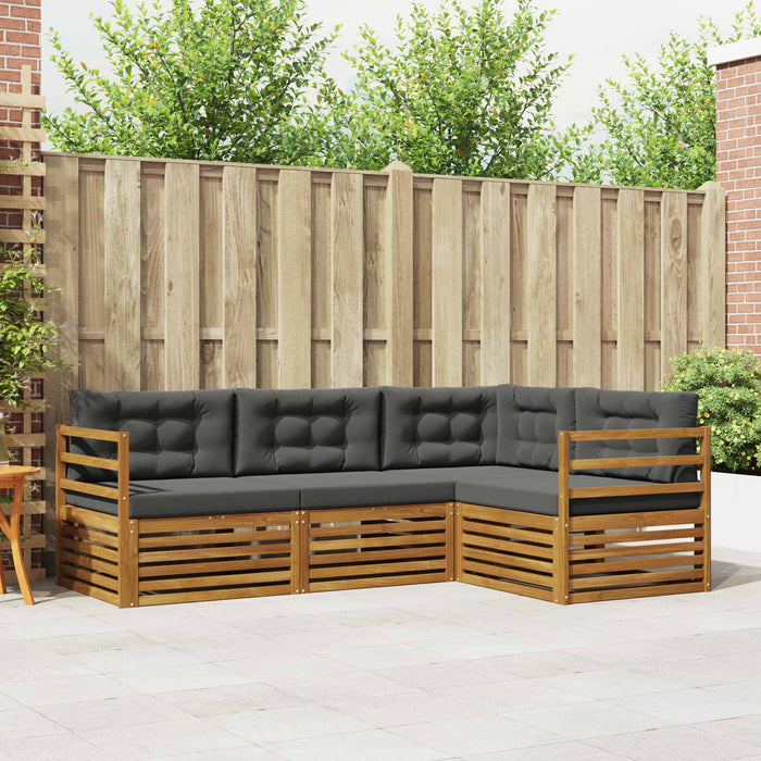 Set de canapele de exterior cu pernă 4 pcs Natural și Antracit WALTI