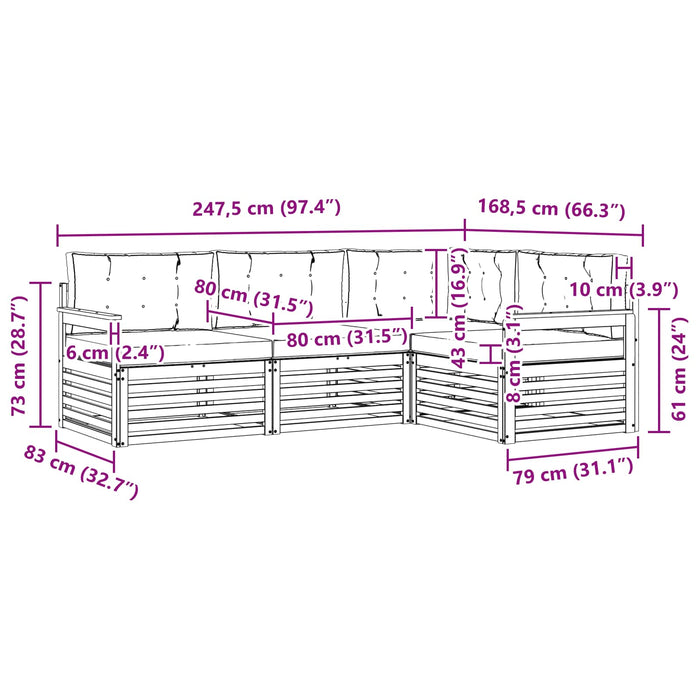 Set de canapele de exterior cu pernă 4 pcs Natural și Antracit WALTI