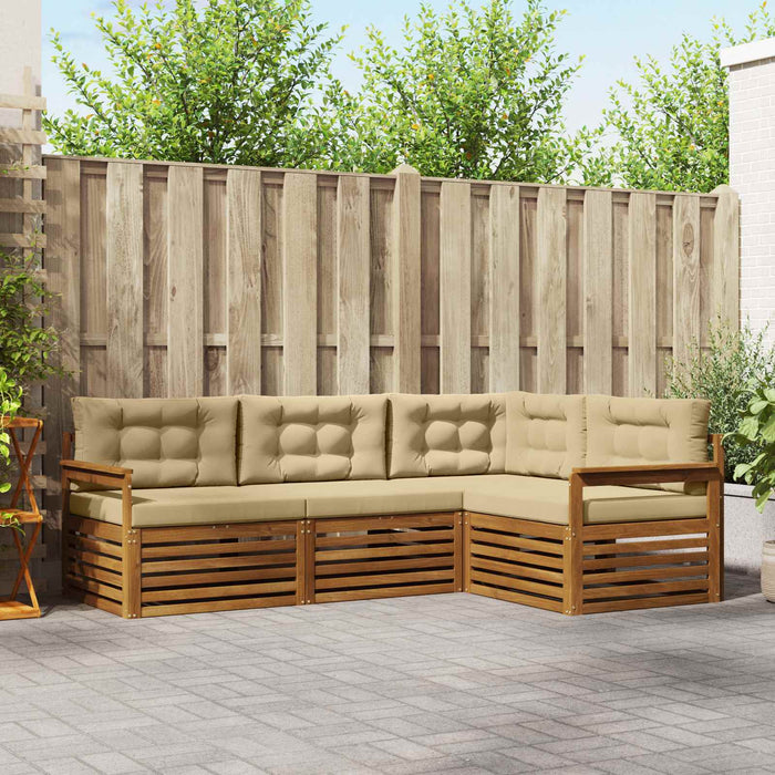 Set de canapele de exterior cu pernă 4 pcs Natural și Bej - WALTI WALTI