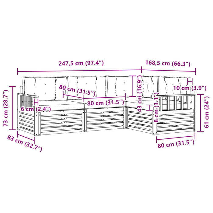 Set de canapele de exterior cu pernă 4 pcs Natural și Crem - WALTI WALTI