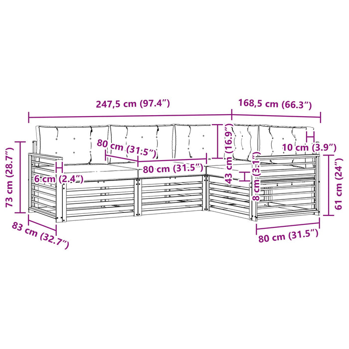 Set de canapele de exterior cu pernă 4 pcs Natural și Crem - WALTI WALTI