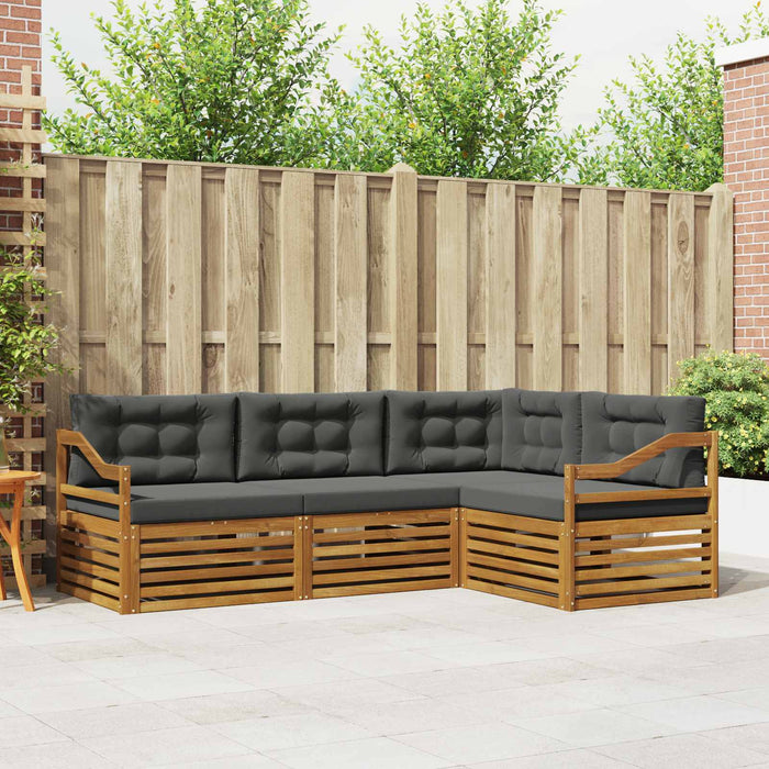 Set de canapele de exterior cu pernă 4 pcs Natural și Antracit WALTI