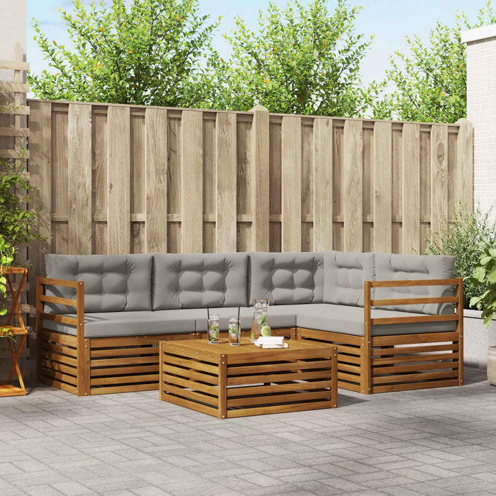 Set de canapele de exterior 5 pcs Gri natural și deschis - WALTI WALTI