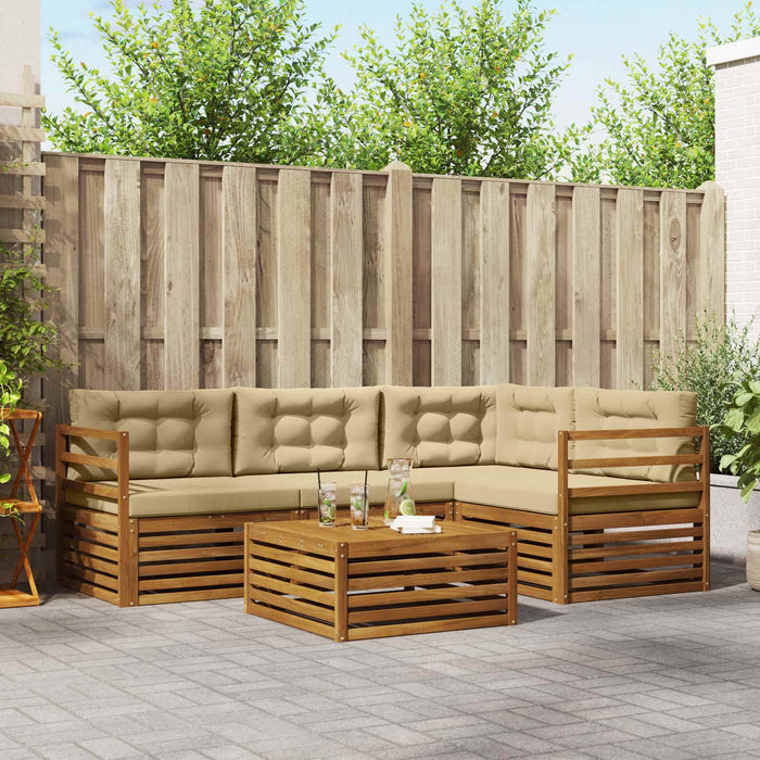Set de canapele de exterior cu pernă 5 pcs Natural și Bej - WALTI WALTI