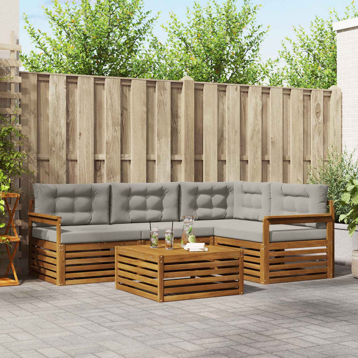 Set de canapele de exterior 5 pcs Gri natural și deschis - WALTI WALTI