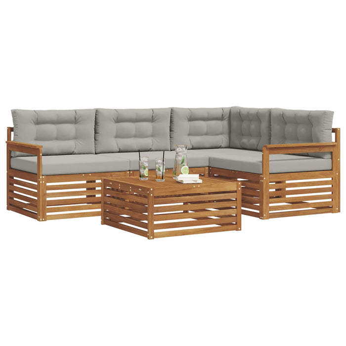 Set de canapele de exterior 5 pcs Gri natural și deschis - WALTI WALTI