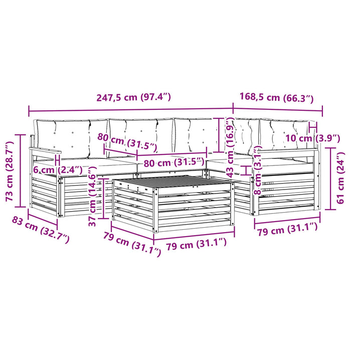 Set de canapele de exterior cu pernă 5 pcs Natural și Antracit WALTI