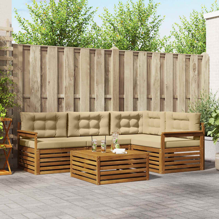 Set de canapele de exterior cu pernă 5 pcs Natural și Bej - WALTI WALTI