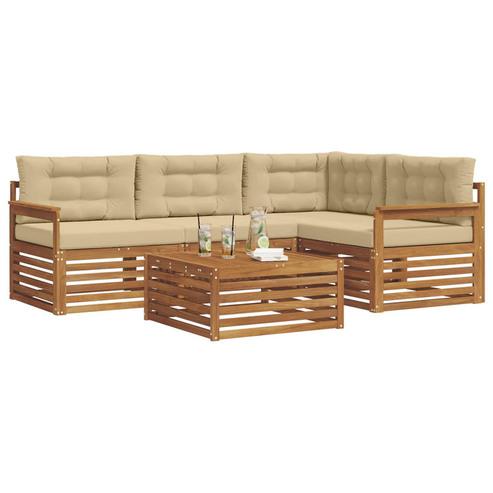 Set de canapele de exterior cu pernă 5 pcs Natural și Bej - WALTI WALTI