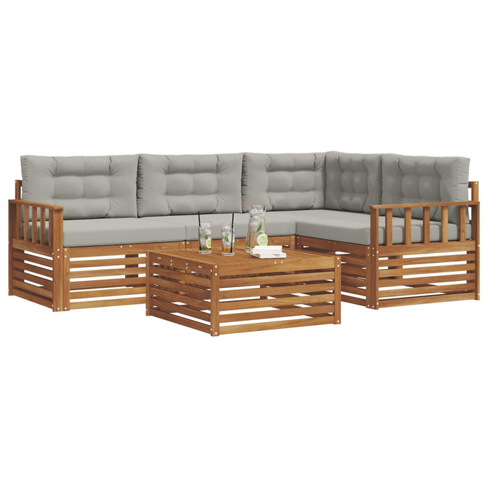 Set de canapele de exterior 5 pcs Gri natural și deschis - WALTI WALTI
