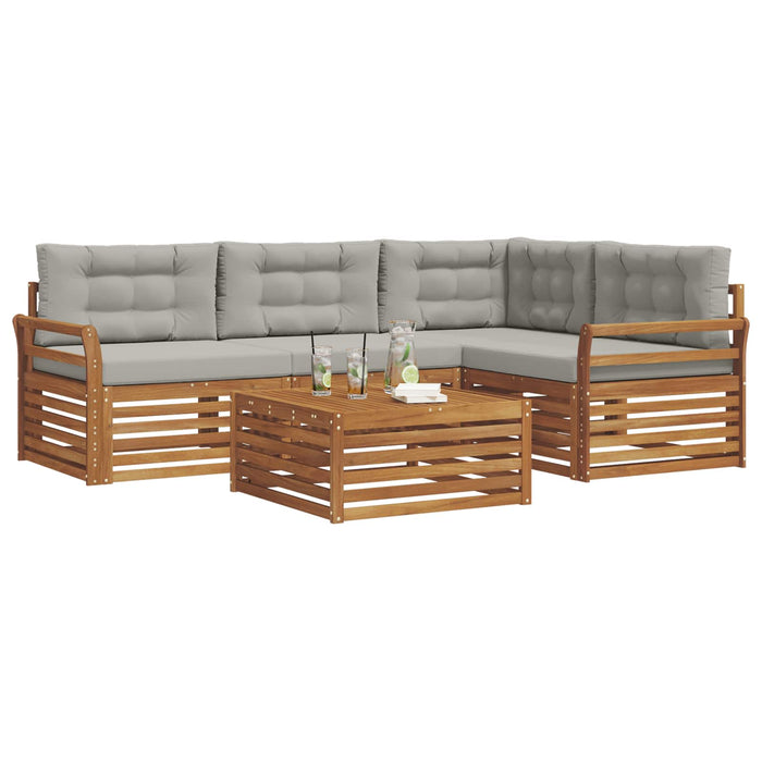 Set de canapele de exterior 5 pcs Gri natural și deschis - WALTI WALTI