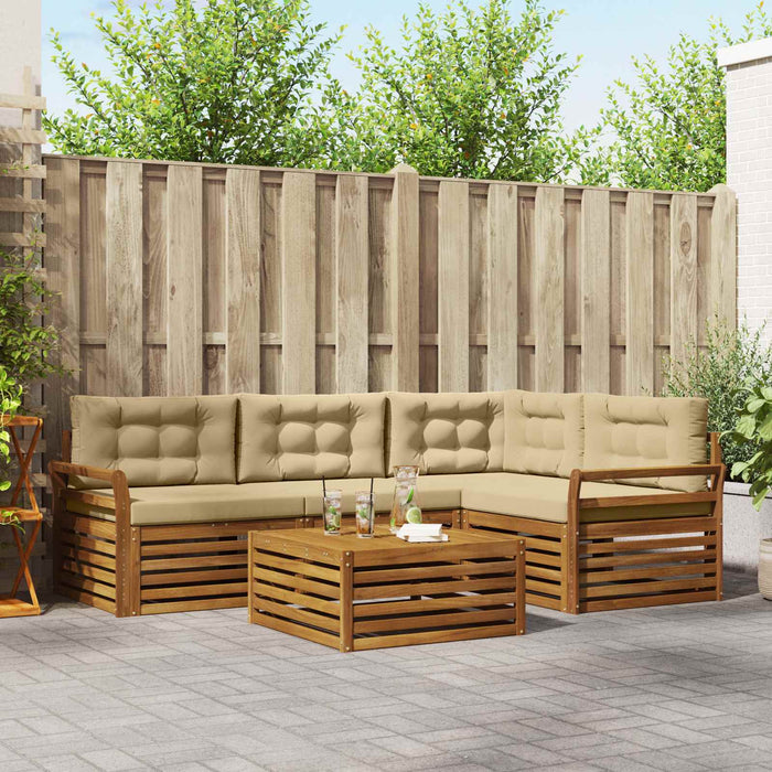 Set de canapele de exterior cu pernă 5 pcs Natural și Bej - WALTI WALTI