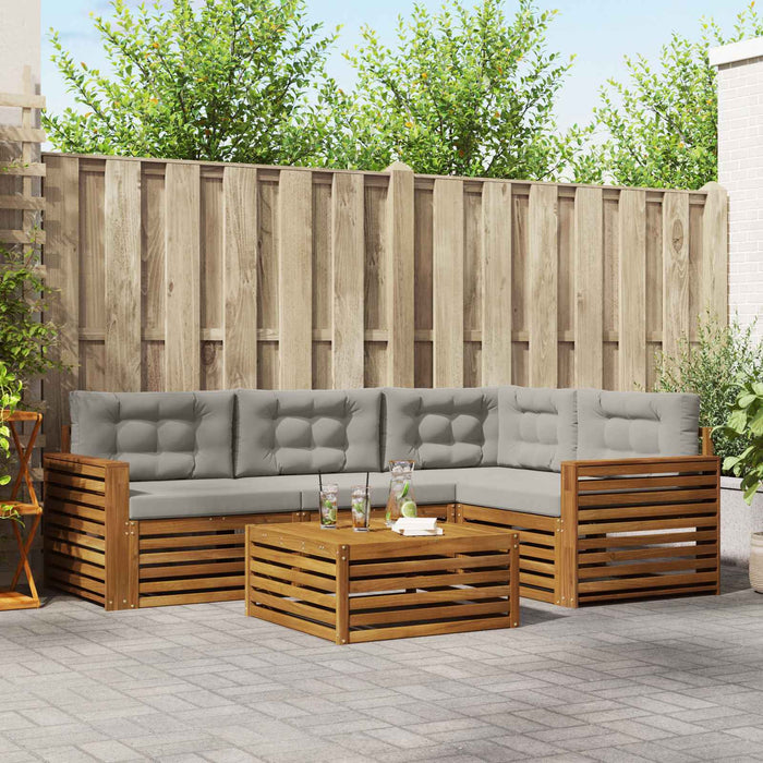 Set de canapele de exterior 5 pcs Gri natural și deschis - WALTI WALTI