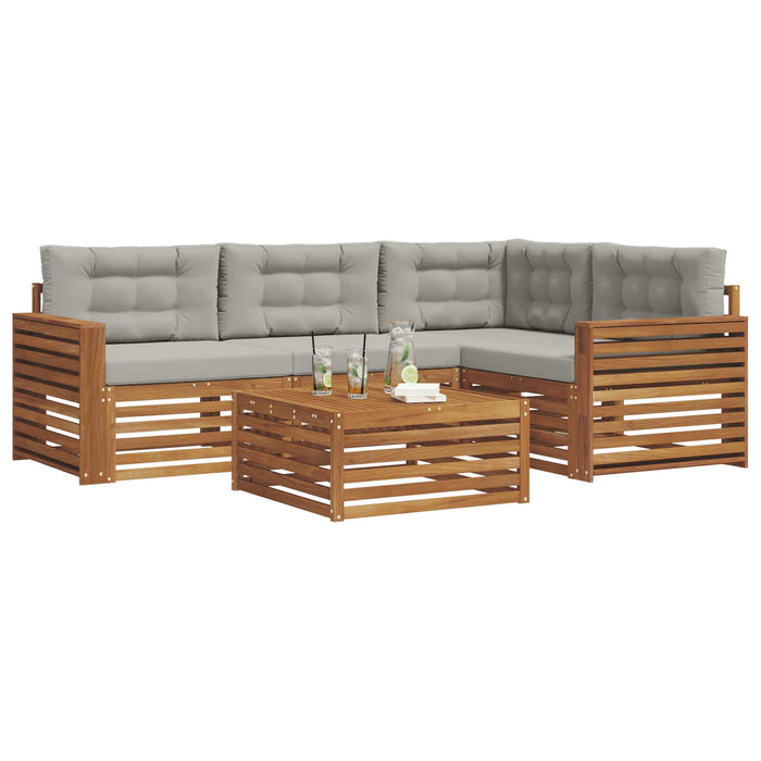 Set de canapele de exterior 5 pcs Gri natural și deschis - WALTI WALTI