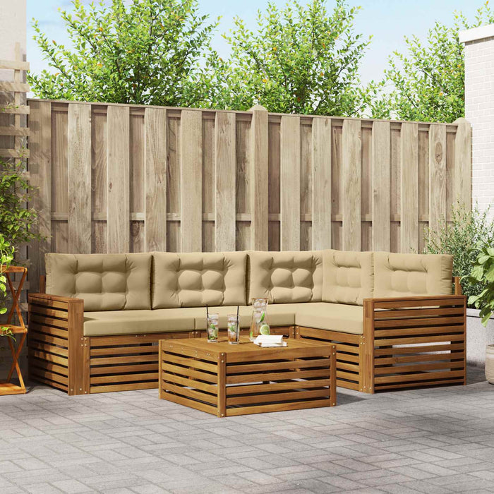 Set de canapele de exterior cu pernă 5 pcs Natural și Bej - WALTI WALTI