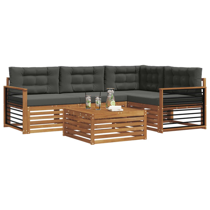Set de canapele de exterior cu pernă 5 pcs Natural și Antracit WALTI