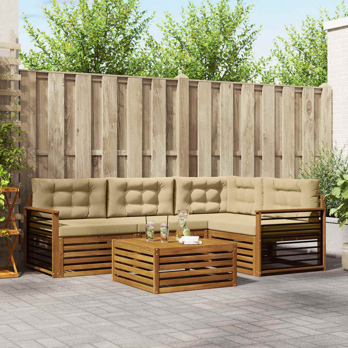 Set de canapele de exterior cu pernă 5 pcs Natural și Bej - WALTI WALTI