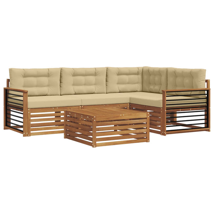 Set de canapele de exterior cu pernă 5 pcs Natural și Bej - WALTI WALTI