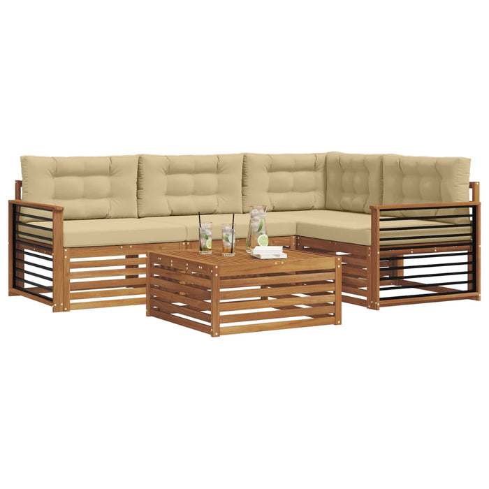 Set de canapele de exterior cu pernă 5 pcs Natural și Bej - WALTI WALTI