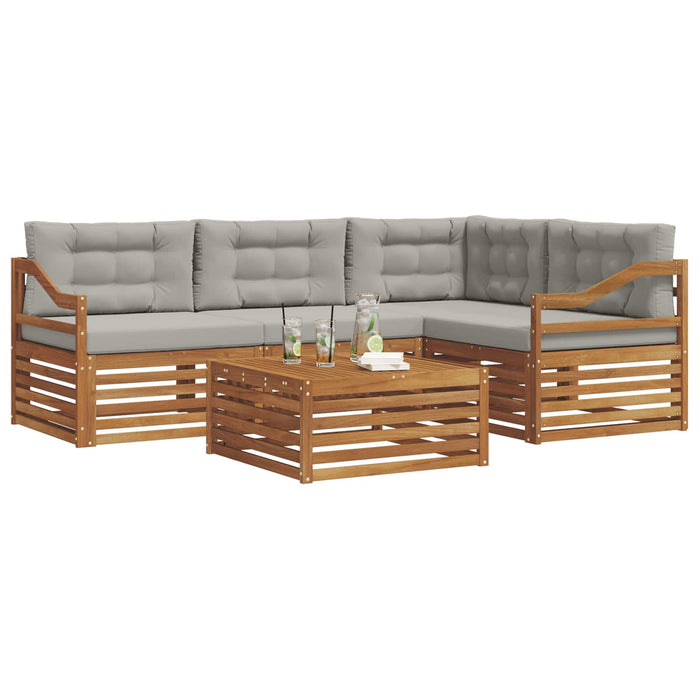 Set de canapele de exterior 5 pcs Gri natural și deschis - WALTI WALTI