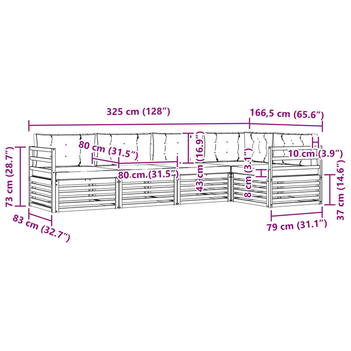 Set de canapele de exterior cu pernă 5 pcs Natural și Crem - WALTI WALTI