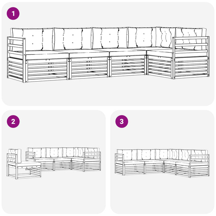 Set de canapele de exterior cu pernă 5 pcs Natural și Antracit WALTI