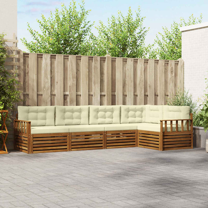 Set de canapele de exterior cu pernă 5 pcs Natural și Crem - WALTI WALTI