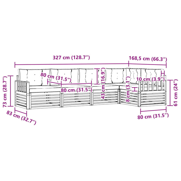 Set de canapele de exterior cu pernă 5 pcs Natural și Bej - WALTI WALTI