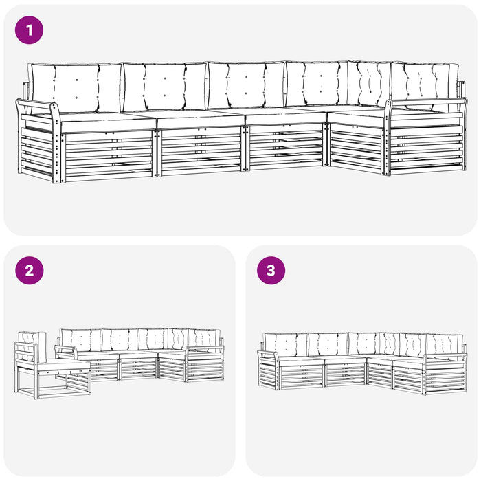 Set de canapele de exterior cu pernă 5 pcs Natural și Crem - WALTI WALTI