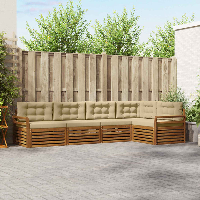 Set de canapele de exterior cu pernă 5 pcs Natural și Bej - WALTI WALTI