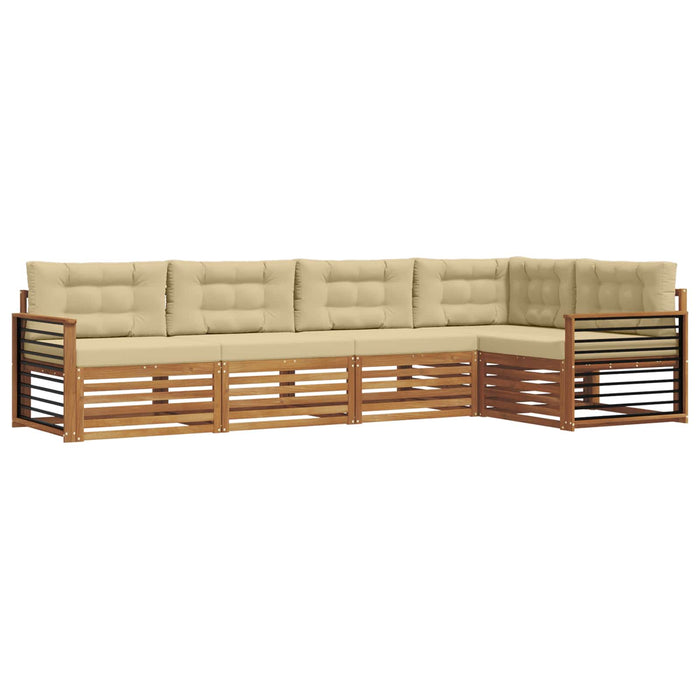 Set de canapele de exterior cu pernă 5 pcs Natural și Bej - WALTI WALTI