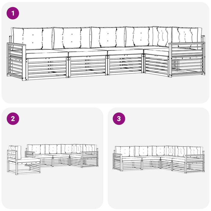 Set de canapele de exterior cu pernă 5 pcs Natural și Bej - WALTI WALTI