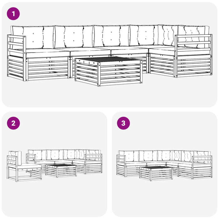 Set de canapele de exterior cu pernă 6 pcs Natural și Bej - WALTI WALTI