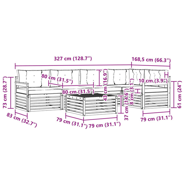 Set de canapele de exterior cu pernă 6 pcs Natural și Crem - WALTI WALTI