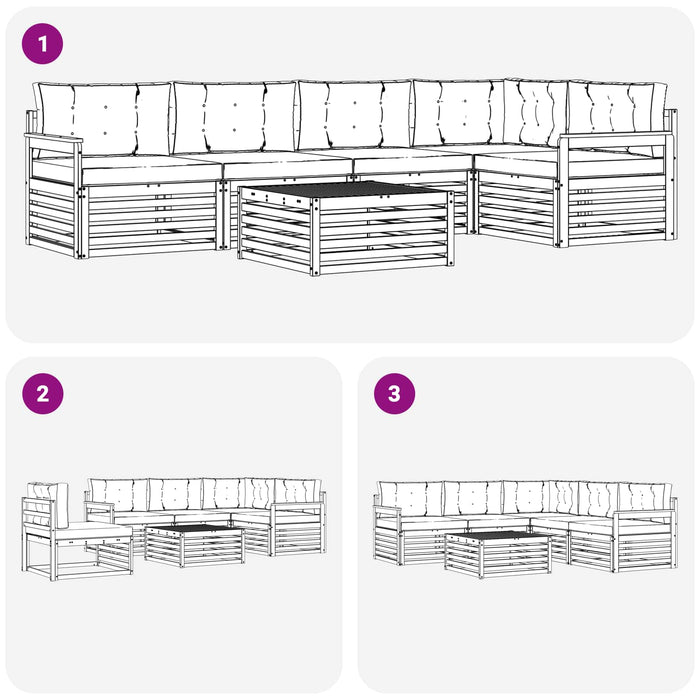 Set de canapele de exterior cu pernă 6 pcs Natural și Antracit WALTI