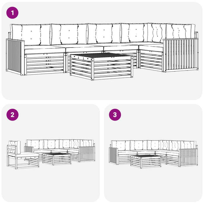 Set de canapele de exterior cu pernă 6 pcs Natural și Crem - WALTI WALTI
