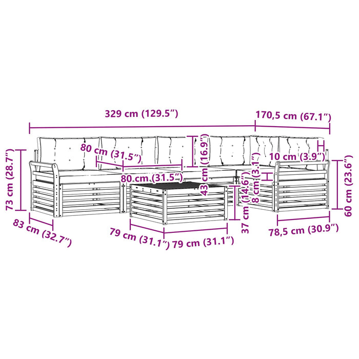 Set de canapele de exterior cu pernă 6 pcs Natural și Crem - WALTI WALTI