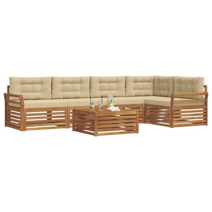 Set de canapele de exterior cu pernă 6 pcs Natural și Bej - WALTI WALTI