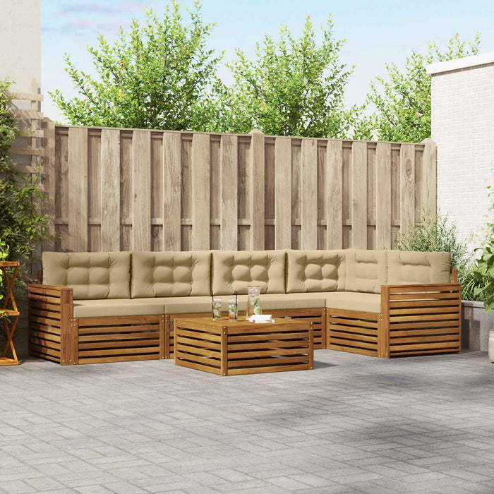 Set de canapele de exterior cu pernă 6 pcs Natural și Bej - WALTI WALTI