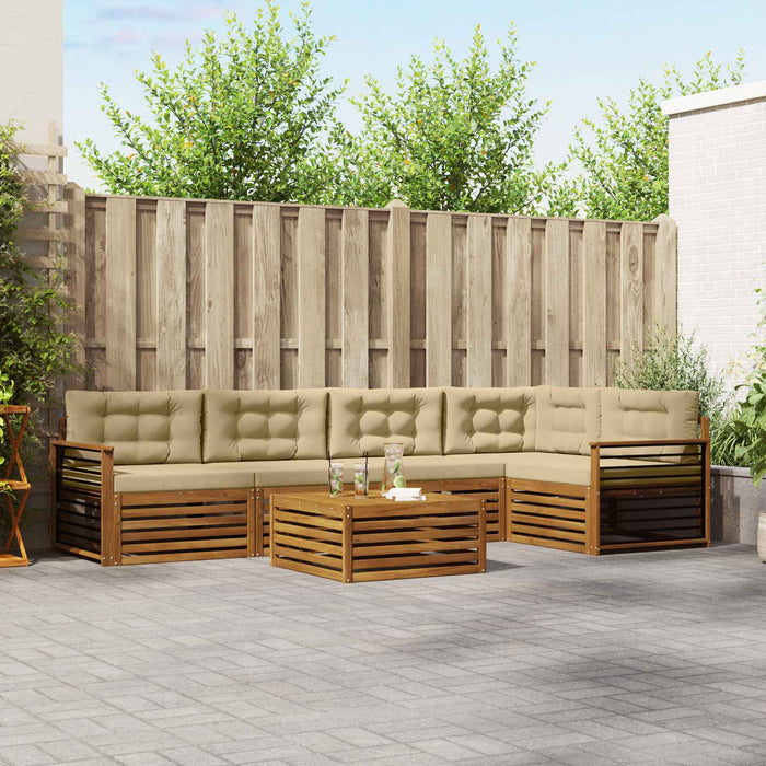 Set de canapele de exterior cu pernă 6 pcs Natural și Bej - WALTI WALTI