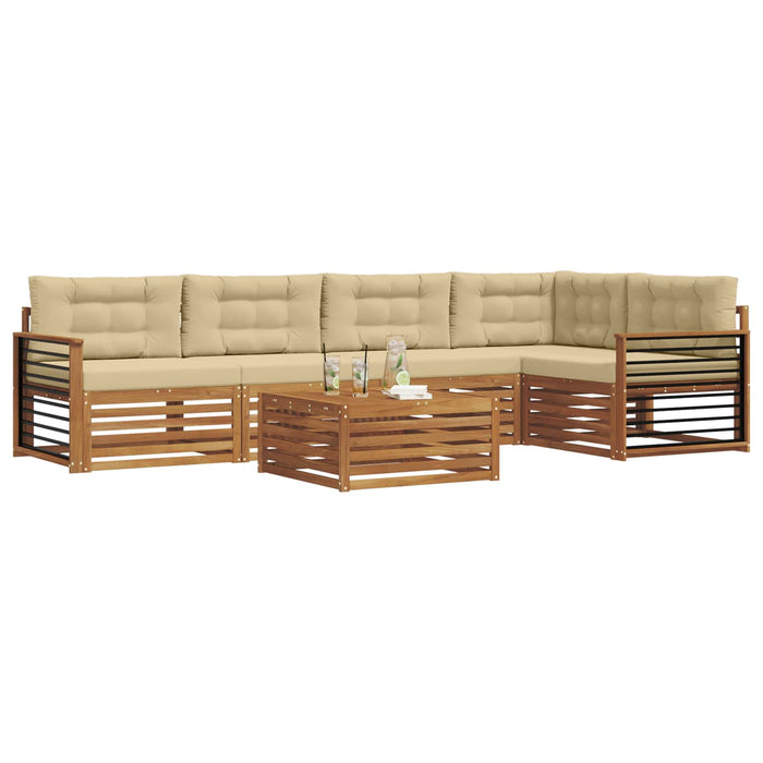 Set de canapele de exterior cu pernă 6 pcs Natural și Bej - WALTI WALTI